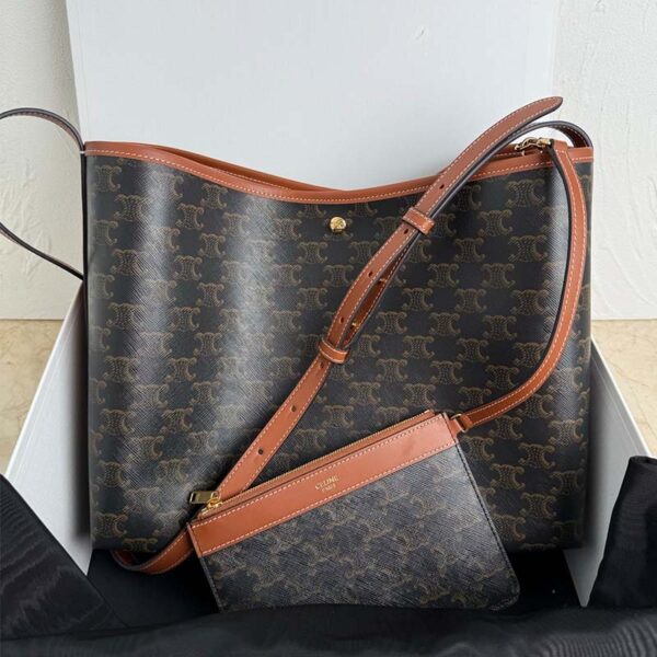 Soft Shopper Bag In Triomphe Canvas And Calfskin (1)